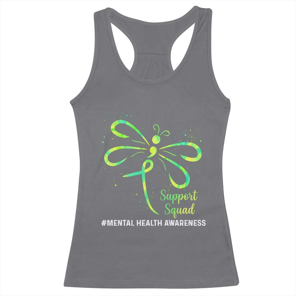 Mental Health Awarenes Racerback Tank Top Support Squad Green Ribbon TS14 Charcoal Print Your Wear