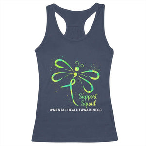 Mental Health Awarenes Racerback Tank Top Support Squad Green Ribbon TS14 Navy Print Your Wear