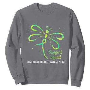 Mental Health Awarenes Sweatshirt Support Squad Green Ribbon TS14 Charcoal Print Your Wear