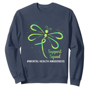 Mental Health Awarenes Sweatshirt Support Squad Green Ribbon TS14 Navy Print Your Wear