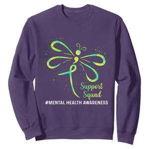 Mental Health Awarenes Sweatshirt Support Squad Green Ribbon TS14 Purple Print Your Wear