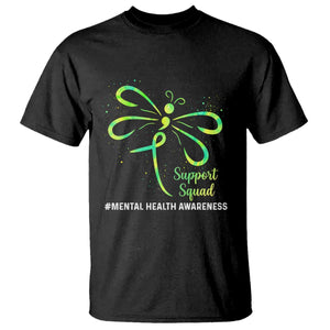 Mental Health Awarenes T Shirt Support Squad Green Ribbon TS14 Black Print Your Wear