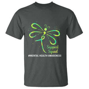 Mental Health Awarenes T Shirt Support Squad Green Ribbon TS14 Dark Heather Print Your Wear