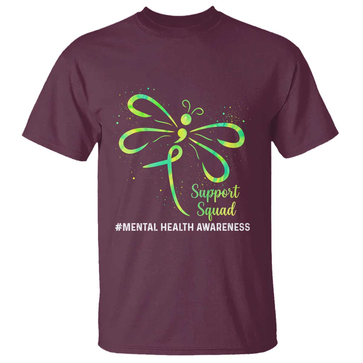 Mental Health Awarenes T Shirt Support Squad Green Ribbon TS14 Maroon Print Your Wear