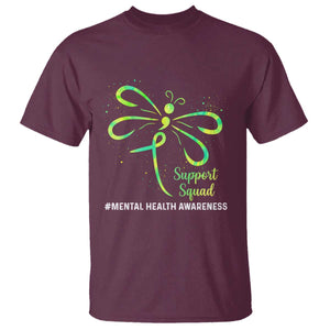 Mental Health Awarenes T Shirt Support Squad Green Ribbon TS14 Maroon Print Your Wear