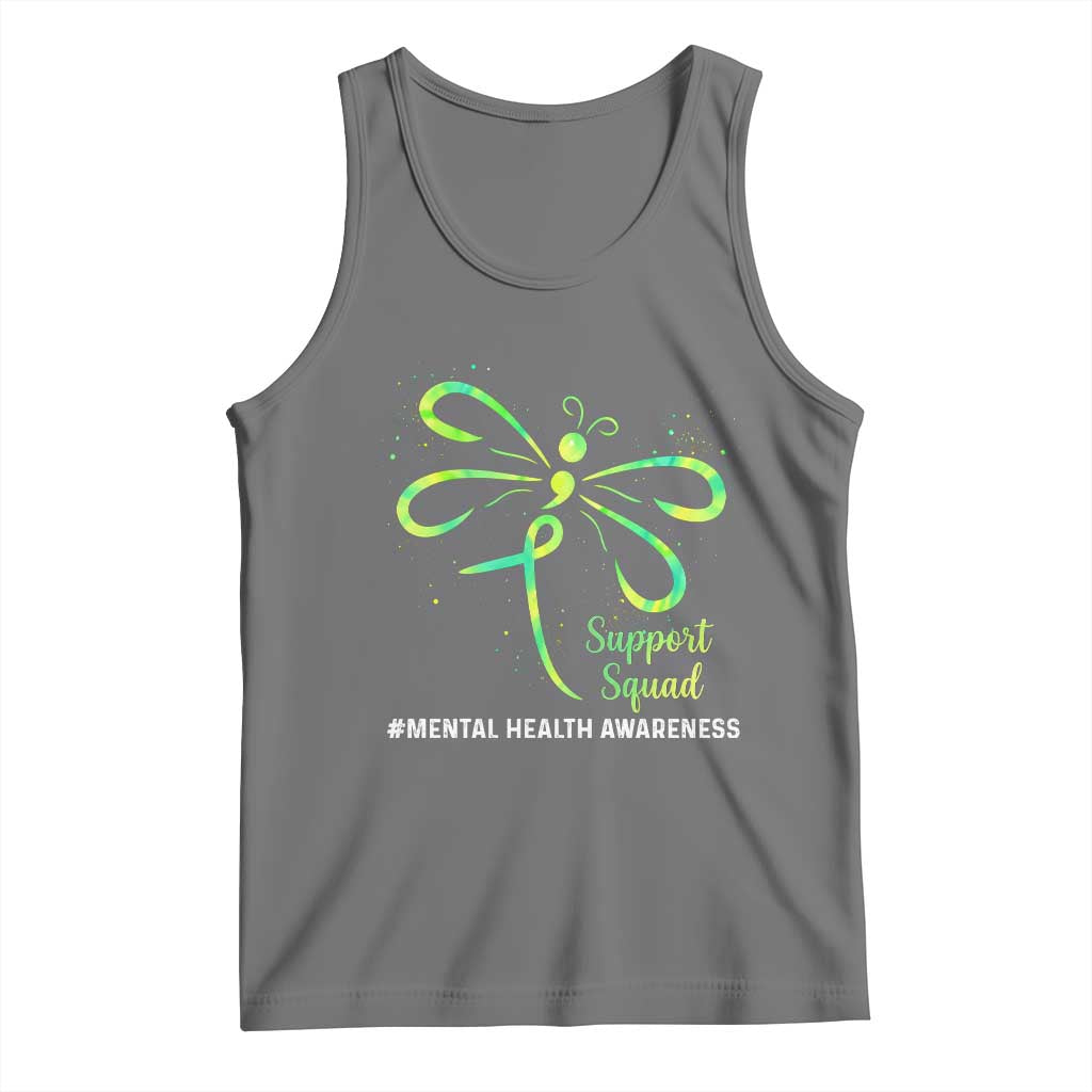 Mental Health Awarenes Tank Top Support Squad Green Ribbon TS14 Black Heather Print Your Wear