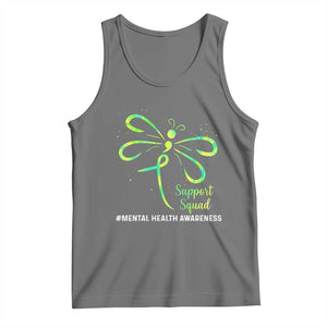 Mental Health Awarenes Tank Top Support Squad Green Ribbon TS14 Black Heather Print Your Wear