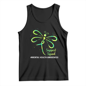 Mental Health Awarenes Tank Top Support Squad Green Ribbon TS14 Black Print Your Wear