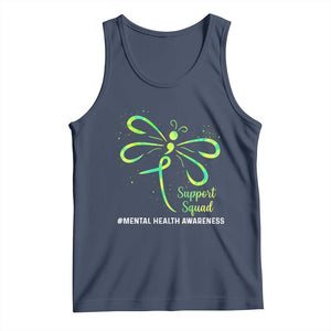 Mental Health Awarenes Tank Top Support Squad Green Ribbon TS14 Navy Print Your Wear