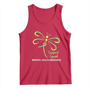 Mental Health Awarenes Tank Top Support Squad Green Ribbon TS14 Red Print Your Wear
