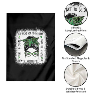 Mental Health Matters Garden Flag Messy Bun Green Ribbon Support TS14 Print Your Wear