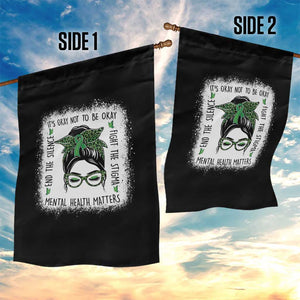 Mental Health Matters Garden Flag Messy Bun Green Ribbon Support TS14 Print Your Wear