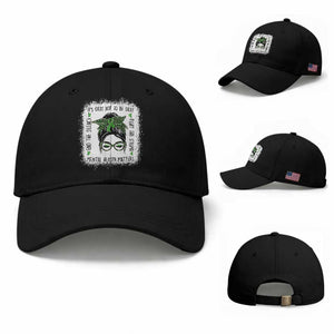 Mental Health Matters Baseball Cap Messy Bun Green Ribbon Support TS14 Baseball Cap Universal Fit Black Print Your Wear