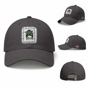 Mental Health Matters Baseball Cap Messy Bun Green Ribbon Support TS14 Baseball Cap Universal Fit Dark Gray Print Your Wear