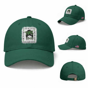 Mental Health Matters Baseball Cap Messy Bun Green Ribbon Support TS14 Baseball Cap Universal Fit Irish Green Print Your Wear