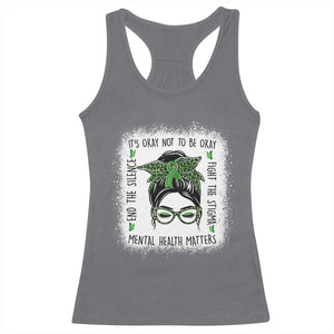Mental Health Matters Racerback Tank Top Messy Bun Green Ribbon Support TS14 Charcoal Print Your Wear