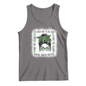 Mental Health Matters Tank Top Messy Bun Green Ribbon Support TS14 Deep Heather Print Your Wear