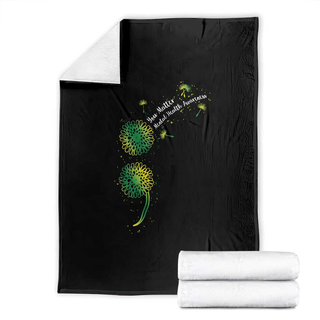 Mental Health Awarenes Throw Blanket Semicolon Dandelion You Matter TS14 Black Print Your Wear
