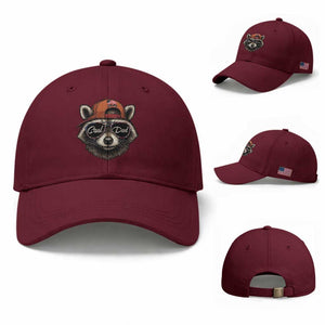 Cool Dad Baseball Cap Raccoon Daddy Father's Day Gift TS14 Baseball Cap Universal Fit Maroon Print Your Wear