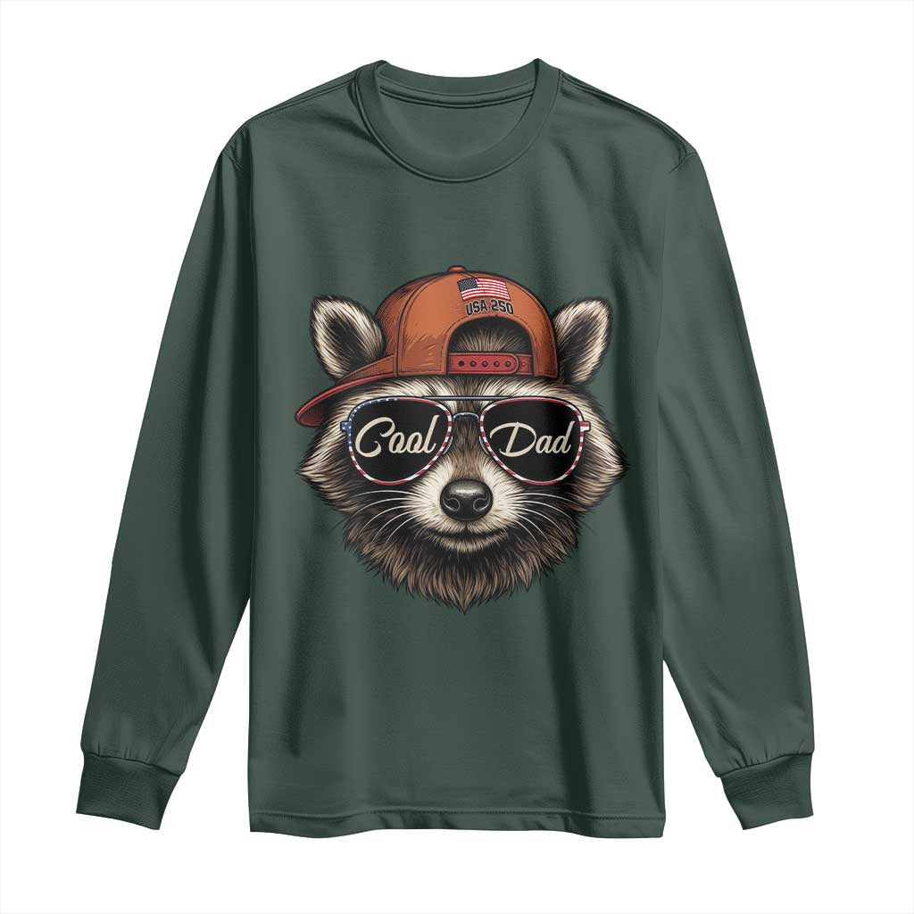 Cool Dad Long Sleeve Shirt Raccoon Daddy Father's Day Gift TS14 Dark Forest Green Print Your Wear