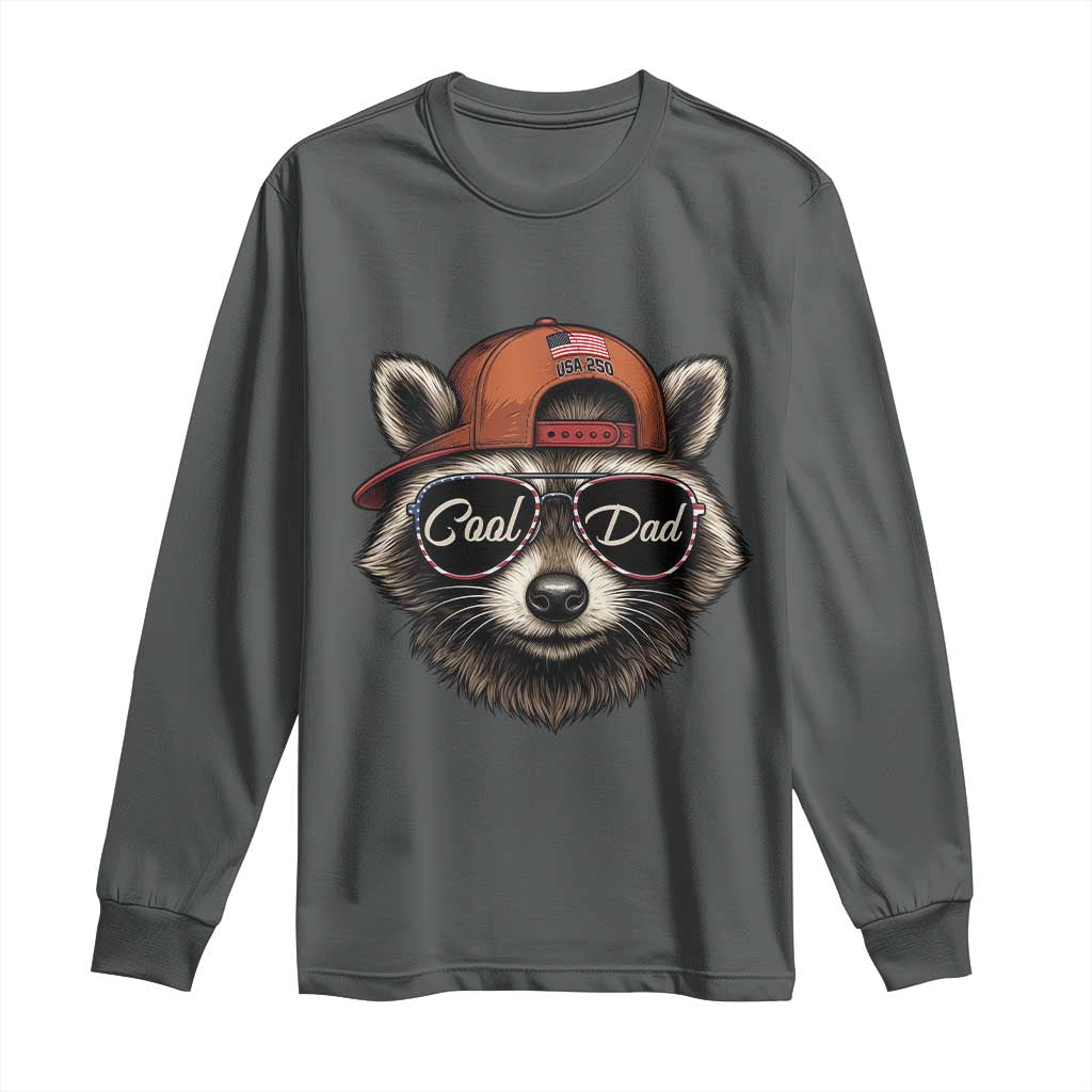 Cool Dad Long Sleeve Shirt Raccoon Daddy Father's Day Gift TS14 Dark Heather Print Your Wear