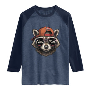 Cool Dad Raglan Shirt Raccoon Daddy Father's Day Gift TS14 Heather Denim Navy Print Your Wear