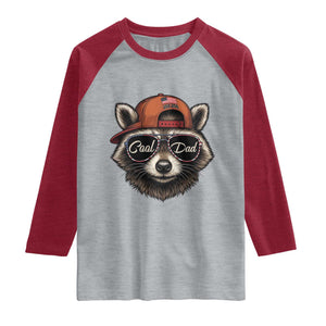 Cool Dad Raglan Shirt Raccoon Daddy Father's Day Gift TS14 Heather Gray Heather Red Print Your Wear