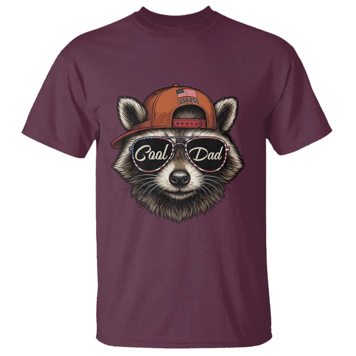 Cool Dad T Shirt Raccoon Daddy Father's Day Gift TS14 Maroon Print Your Wear