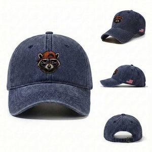 Cool Dad Washed Cotton Baseball Cap Raccoon Daddy Father's Day Gift TS14 Washed Cap Universal Fit Navy Print Your Wear