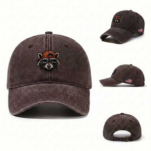 Cool Dad Washed Cotton Baseball Cap Raccoon Daddy Father's Day Gift TS14 Washed Cap Universal Fit Dark Brown Print Your Wear