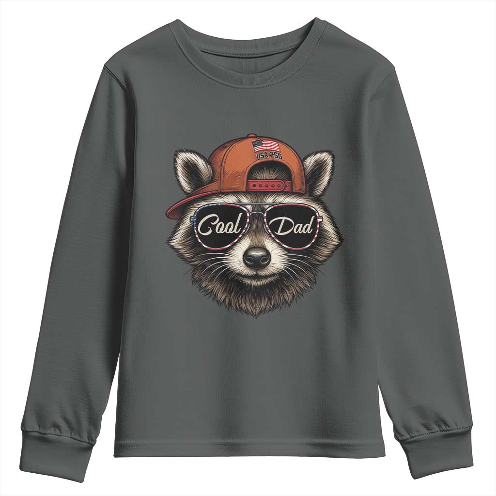 Cool Dad Youth Sweatshirt Raccoon Daddy Father's Day Gift TS14 Dark Heather Print Your Wear