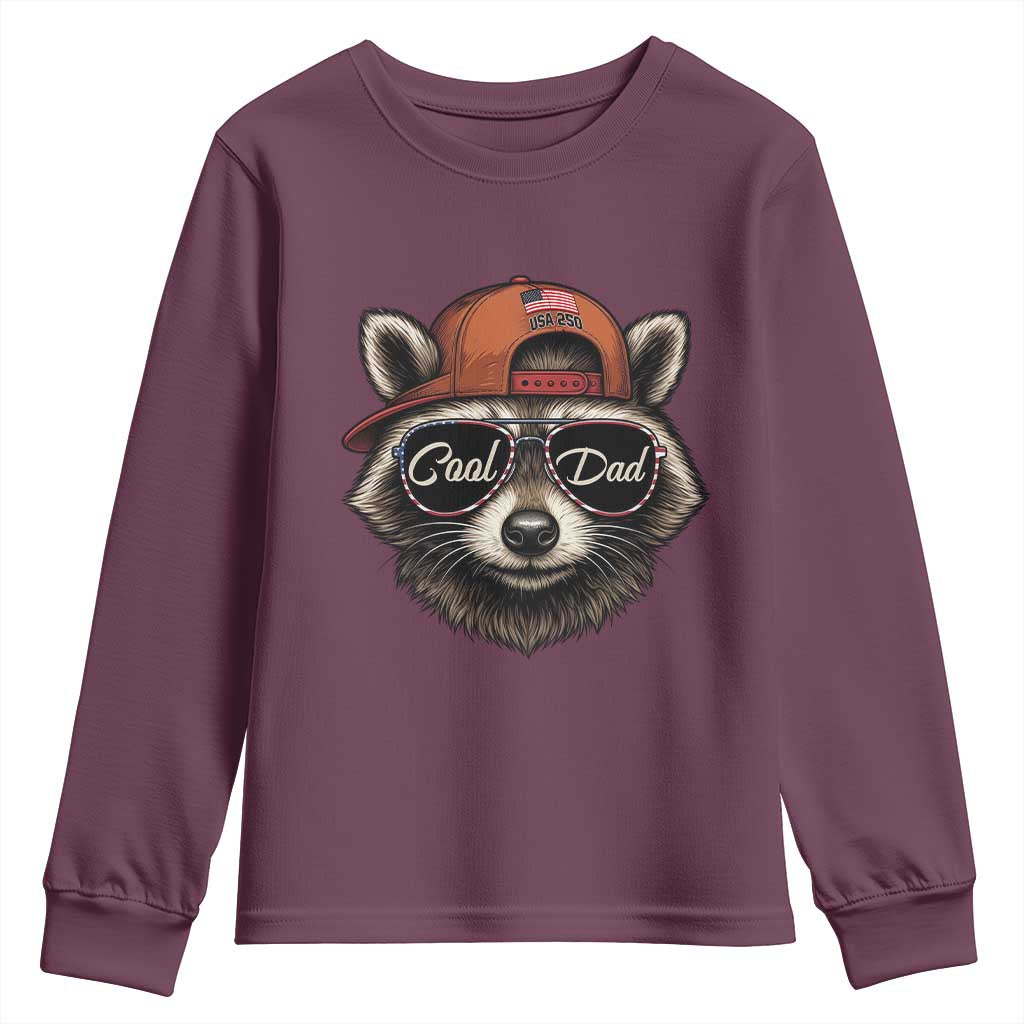 Cool Dad Youth Sweatshirt Raccoon Daddy Father's Day Gift TS14 Maroon Print Your Wear