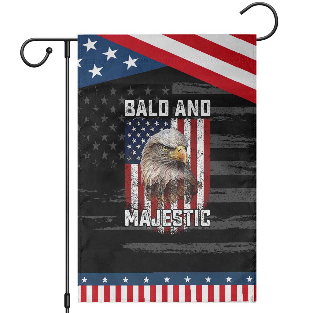 Bald and Majestic Bald Eagle 4th of July Patriotic Garden Flag Funny Dad Husband Grandpa Joke TS14 Distressed Black Blue Print Your Wear