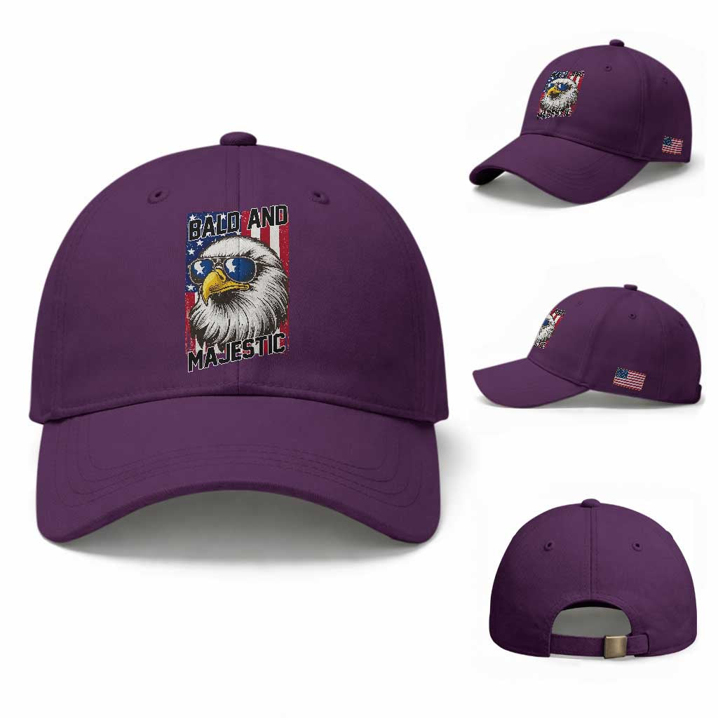 Bald and Majestic Baseball Cap Patriotic Bald Eagle 4th Of July TS14 Baseball Cap Universal Fit Purple Print Your Wear