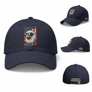 Bald and Majestic Baseball Cap Patriotic Bald Eagle 4th Of July TS14 Baseball Cap Universal Fit Navy Print Your Wear