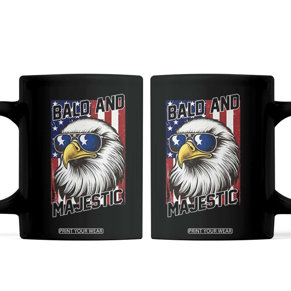 Bald and Majestic Coffee Mug Patriotic Bald Eagle 4th Of July TS14 Black Print Your Wear