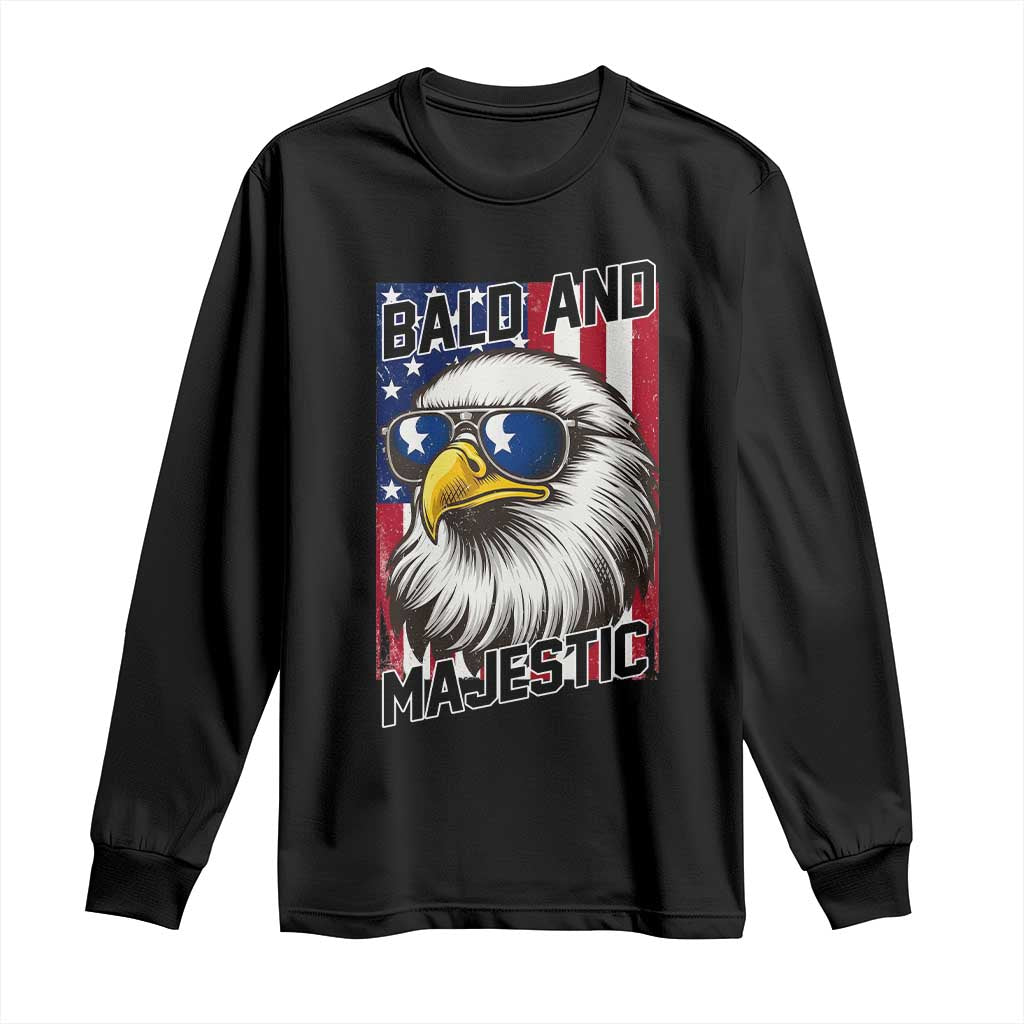Bald and Majestic Long Sleeve Shirt Patriotic Bald Eagle 4th Of July TS14 Black Print Your Wear