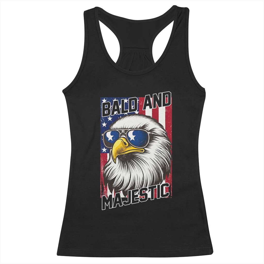 Bald and Majestic Racerback Tank Top Patriotic Bald Eagle 4th Of July TS14 Black Print Your Wear