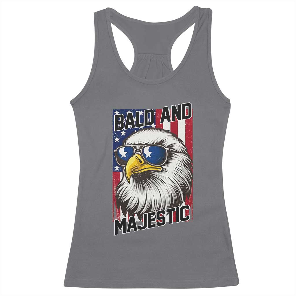 Bald and Majestic Racerback Tank Top Patriotic Bald Eagle 4th Of July TS14 Charcoal Print Your Wear