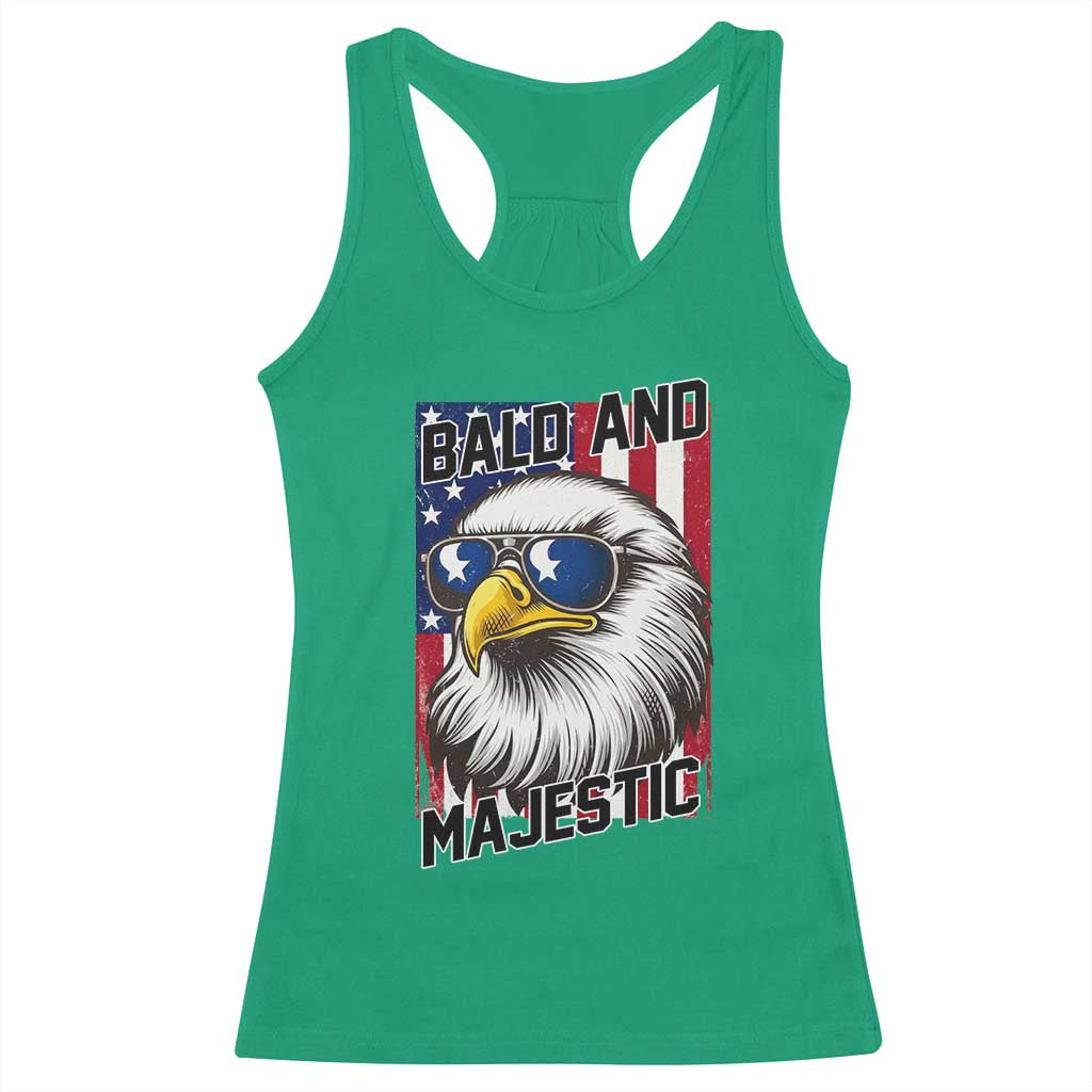 Bald and Majestic Racerback Tank Top Patriotic Bald Eagle 4th Of July TS14 Irish Green Print Your Wear