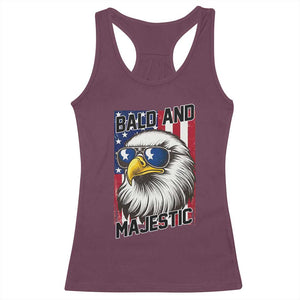 Bald and Majestic Racerback Tank Top Patriotic Bald Eagle 4th Of July TS14 Maroon Print Your Wear