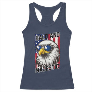 Bald and Majestic Racerback Tank Top Patriotic Bald Eagle 4th Of July TS14 Navy Print Your Wear