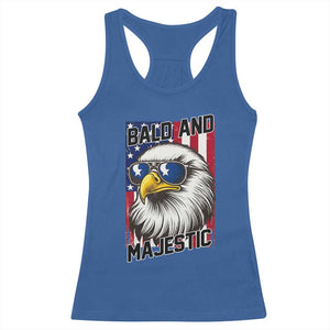 Bald and Majestic Racerback Tank Top Patriotic Bald Eagle 4th Of July TS14 Royal Blue Print Your Wear