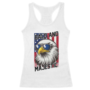 Bald and Majestic Racerback Tank Top Patriotic Bald Eagle 4th Of July TS14 White Print Your Wear