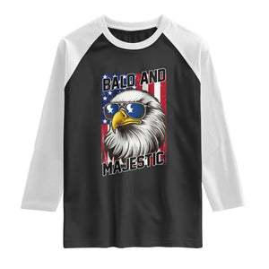 Bald and Majestic Raglan Shirt Patriotic Bald Eagle 4th Of July TS14 Black White Print Your Wear