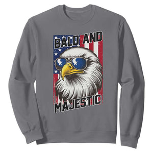 Bald and Majestic Sweatshirt Patriotic Bald Eagle 4th Of July TS14 Charcoal Print Your Wear