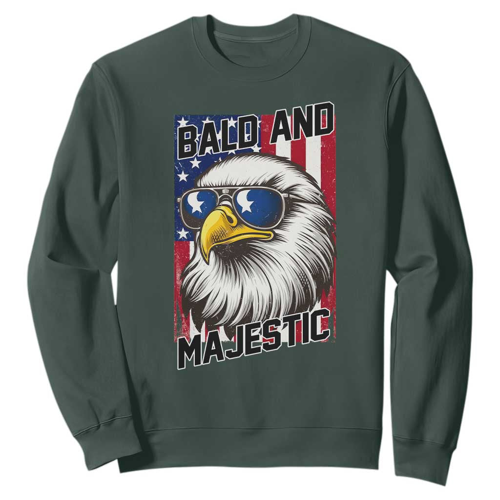 Bald and Majestic Sweatshirt Patriotic Bald Eagle 4th Of July TS14 Dark Forest Green Print Your Wear