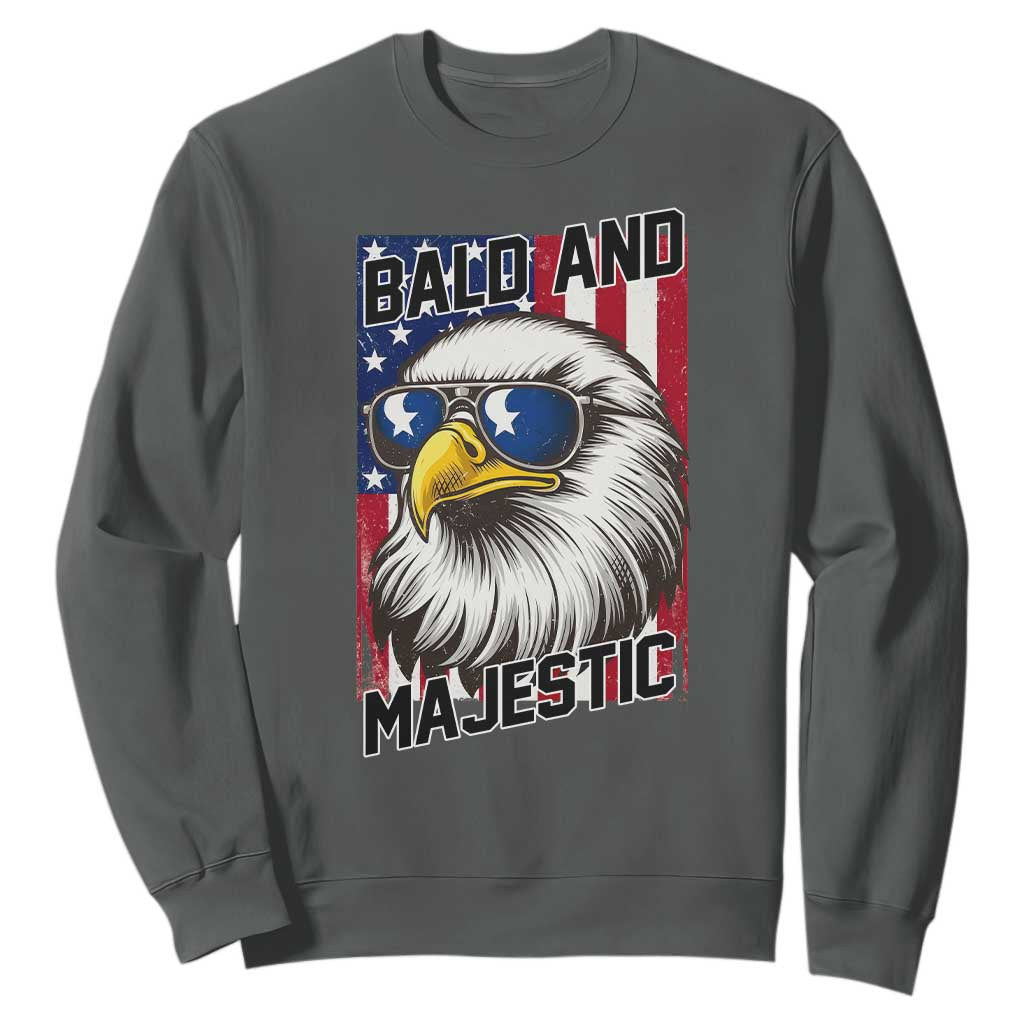 Bald and Majestic Sweatshirt Patriotic Bald Eagle 4th Of July TS14 Dark Heather Print Your Wear