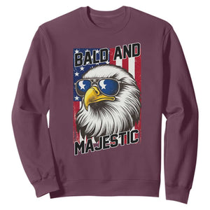 Bald and Majestic Sweatshirt Patriotic Bald Eagle 4th Of July TS14 Maroon Print Your Wear