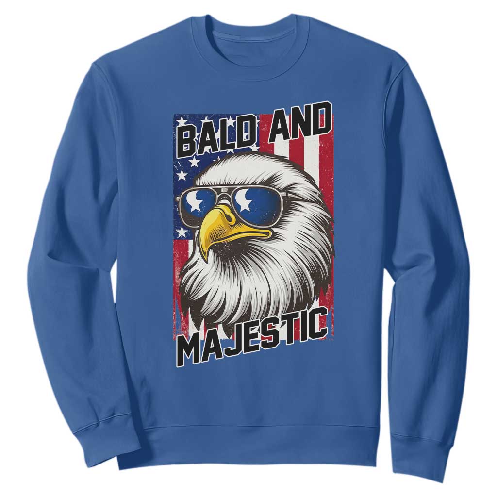 Bald and Majestic Sweatshirt Patriotic Bald Eagle 4th Of July TS14 Royal Blue Print Your Wear